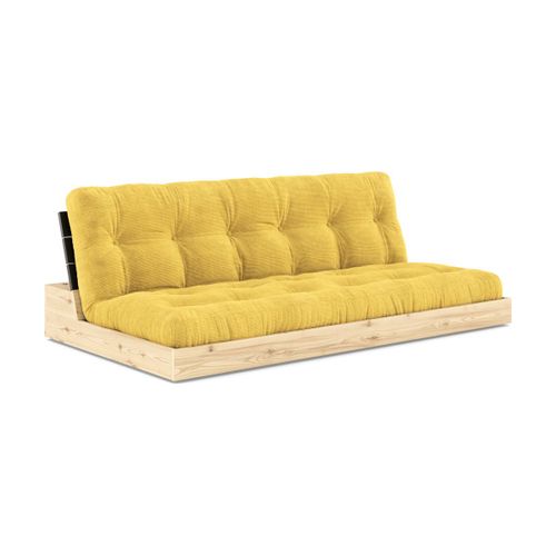 Canapé Convertible En Pin Laqué Dossier Noir Et Matelas Miel 196x110x72 Cm Base - Kar