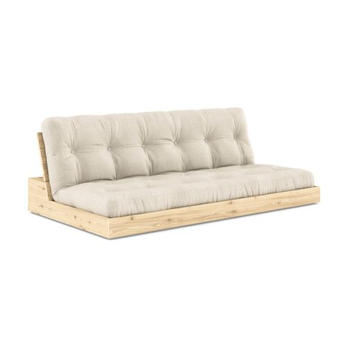 Canapé Convertible En Pin Naturel Laqué Et Matelas En Lin 196x110x72 Cm Base - Karup