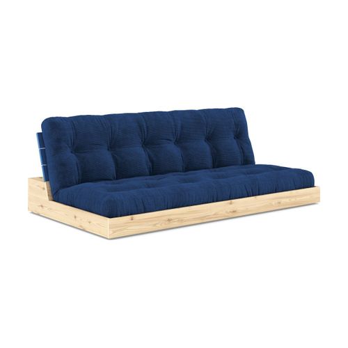 Canapé Convertible En Pin Laqué Dossier Et Matelas Bleu Cobalt 196x110x72 Cm Base - K