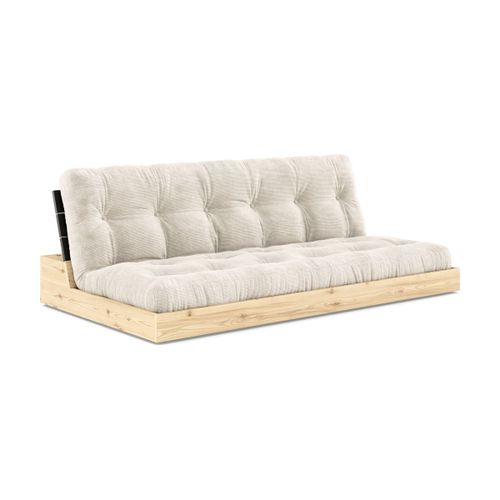 Canapé Convertible En Pin Laqué Dossier Noir Et Matelas Ivoire 196x110x72 Cm Base - K