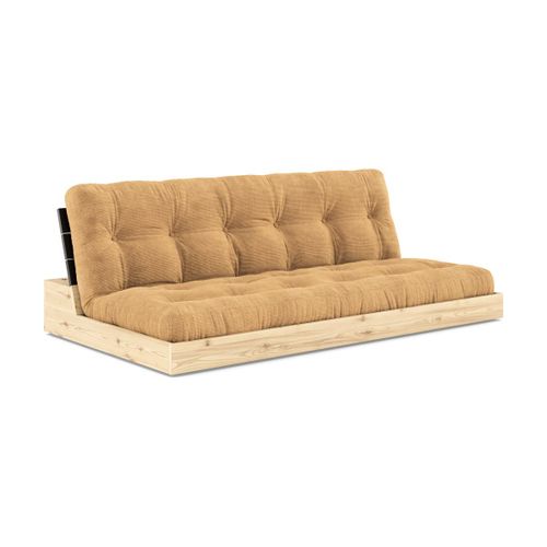 Canapé Convertible En Pin Laqué Dossier Noir Et Matelas Caramel 196x110x72 Cm Base -