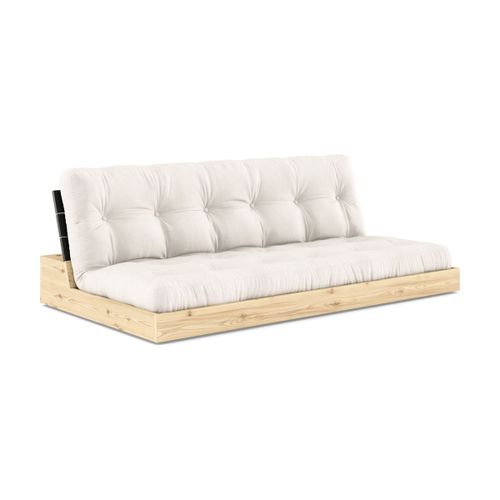 Canapé Convertible En Pin Laqué Dossier Noir Et Matelas Naturel 196x110x72 Cm Base -