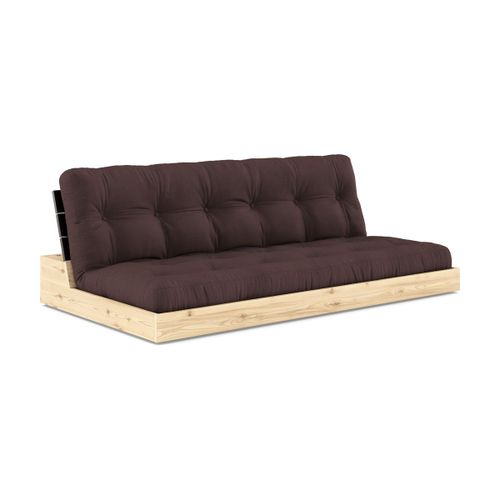 Canapé Convertible En Pin Laqué Dossier Noir Et Matelas Marron 196x110x72 Cm Base - K