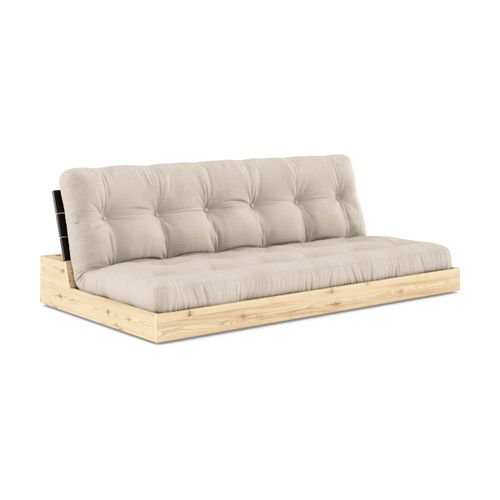 Canapé Convertible En Pin Laqué Dossier Noir Et Matelas Beige 196x110x72 Cm Base - Ka