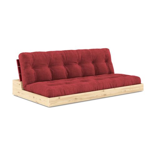 Canapé Convertible En Pin Laqué Dossier Et Matelas Rouge Rubis 196x110x72 Cm Base - K