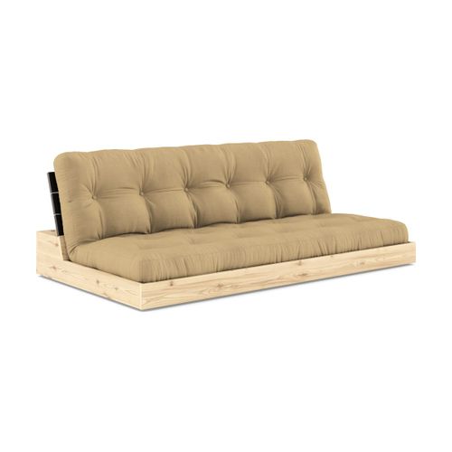 Canapé Convertible En Pin Laqué Dossier Noir Et Matelas Wheat Beige 196x110x72cm Base
