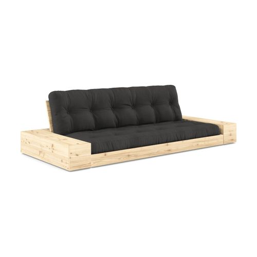 Canapé Convertible Avec Rangement En Pin Et Matelas Gris Foncé 244x110x72 Cm Base - K