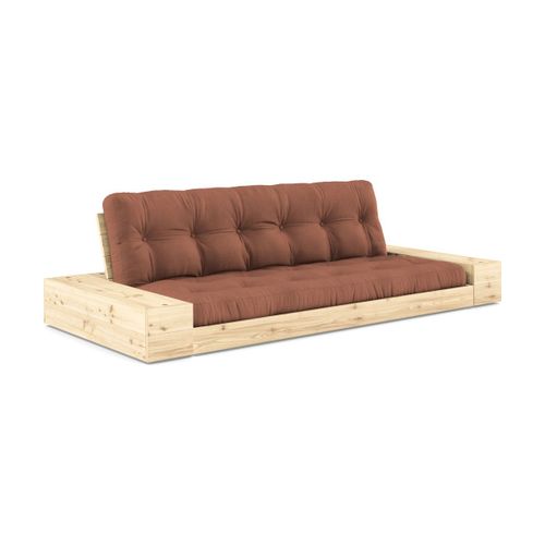 Canapé Convertible Avec Rangement En Pin Et Matelas Argile Brun 244x110x72 Cm Base -