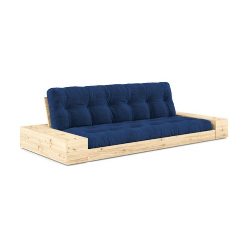 Canapé Convertible Avec Rangement En Pin Et Matelas Bleu Royal 244x110x72 Cm Base - K