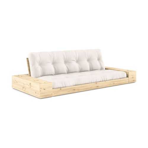 Canapé Convertible Avec Rangement En Pin Et Matelas Naturel 244x110x72 Cm Base - Karu