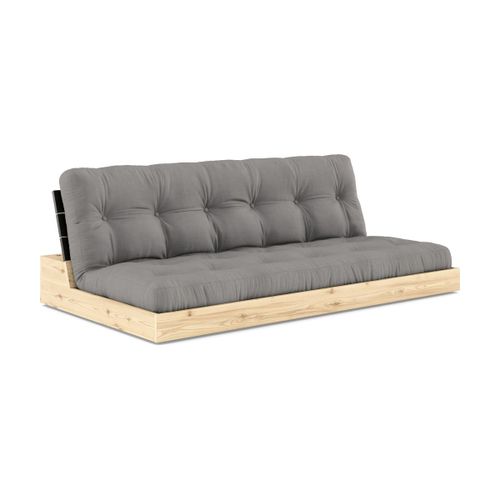 Canapé Convertible En Pin Laqué Dossier Noir Et Matelas Gris 196x110x72 Cm Base - Kar