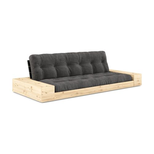 Canapé Convertible Avec Rangement En Pin Dossier Noir Et Matelas Anthracite Base - Ka