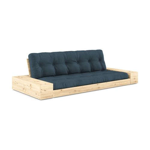 Canapé Convertible Avec Rangement En Pin Et Matelas Bleu Pétrole 244x110x72 Cm Base -