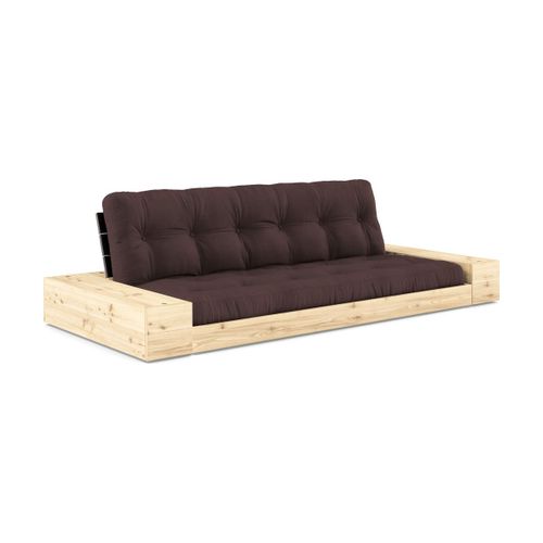 Canapé Convertible Avec Rangement En Pin Dossier Noir Et Matelas Marron Base - Karup