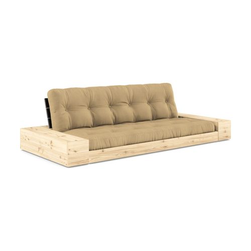 Canapé Convertible Avec Rangement En Pin Dossier Noir Et Matelas Wheat Beige Base - K