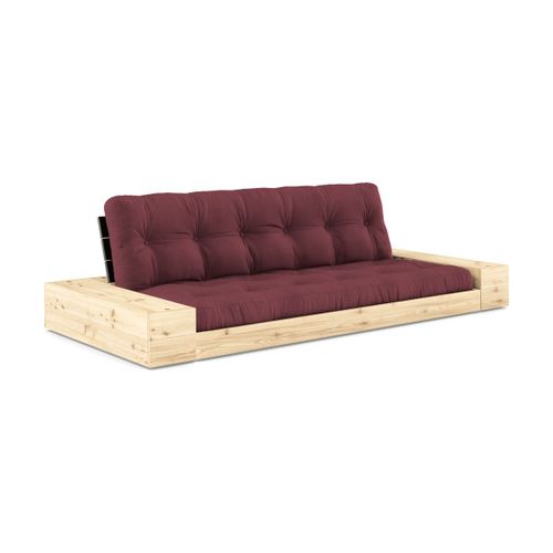 Canapé Convertible Avec Rangement En Pin Dossier Noir Et Matelas Bordeaux Base - Karu
