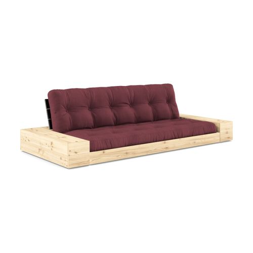 Canapé Convertible Avec Rangement En Pin Dossier Noir Et Matelas Bordeaux Base - Karu