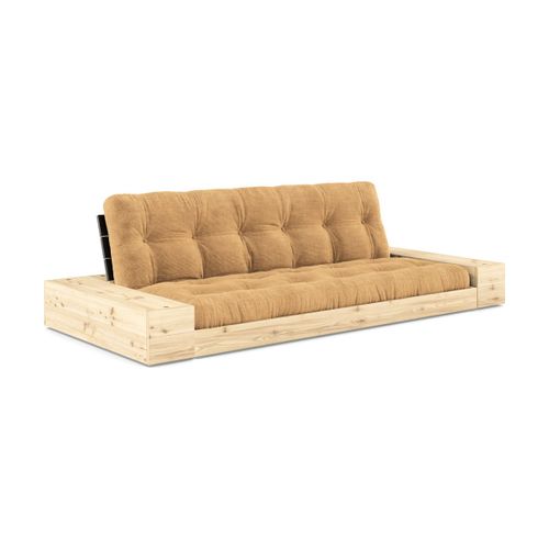 Canapé Convertible Avec Rangement En Pin Dossier Noir Et Matelas Caramel Base - Karup