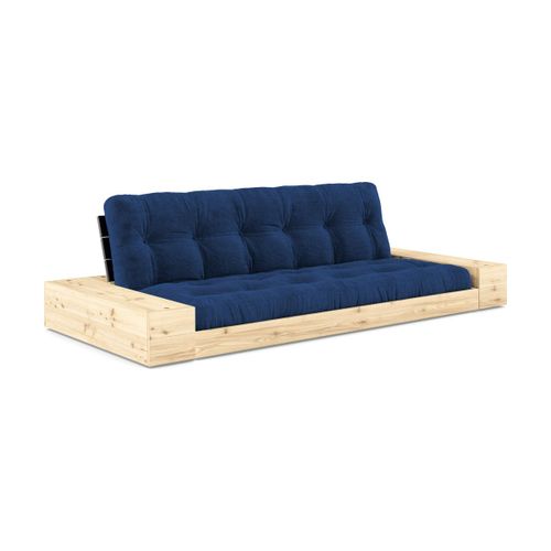 Canapé Convertible Avec Rangement En Pin Dossier Noir Et Matelas Bleu Royal Base - Ka