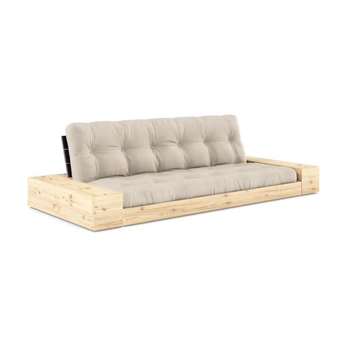 Canapé Convertible Avec Rangement En Pin Dossier Noir Et Matelas Beige Base - Karup D