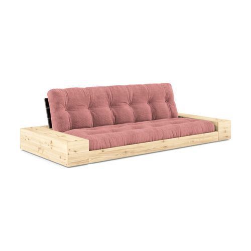 Canapé Convertible Avec Rangement En Pin Dossier Noir Et Matelas Rose Sorbet Base - K