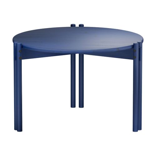 Table Basse Ronde En Pin Bleu Cobalt 60x40cm Sticks - Karup Design