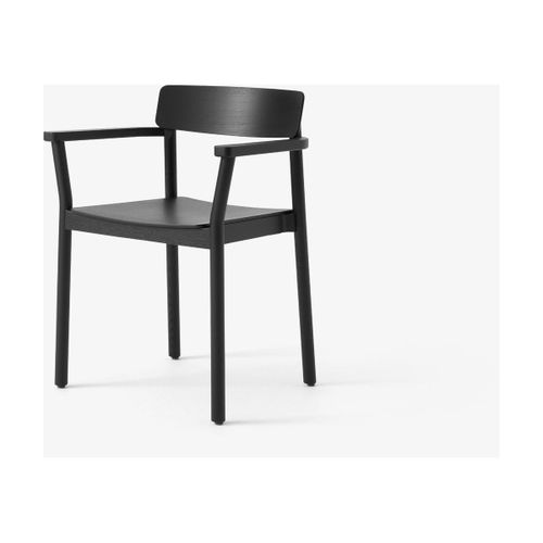 Chaise Avec Accoudoirs En Frêne Laqué Noir 78x61 Cm Betty Tk10 - &tradition
