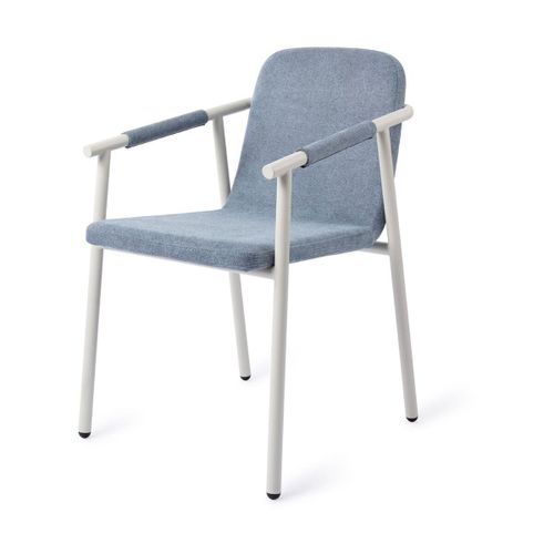 Chaise Avec Accoudoirs En Tissus Blue Bird Et Acier Blanc Kochi - Jesper Home