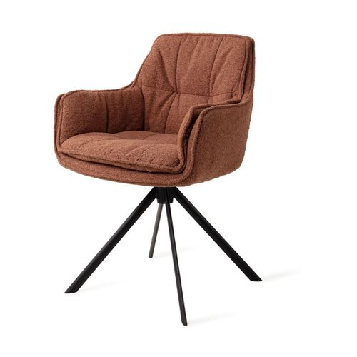 Chaise De Salle À Manger Pivot En Tissus Acajou Pieds En Acier Noir Akune - Jesper Ho