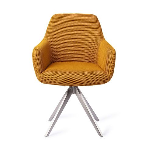 Chaise Pivot Avec Accoudoirs En Tissus Ocre Et Pieds Turn En Acier Hiroo - Jesper Hom
