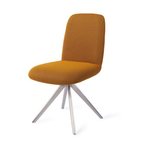 Chaise Pivot De Table À Manger En Tissus Ocre Et Pieds Turn En Acier Taiwa - Jesper H