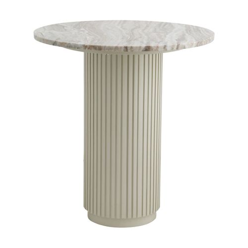 Table À Manger Haute Ronde En Bois De Manguier Et Marbre Blanc 70x75cm Erie - Nordal