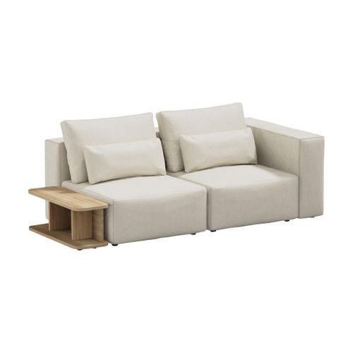 Canapé 2 Places En Polyester Beige Et Table D'appoint 210x105cm Riposo Ottimo - Sitsi