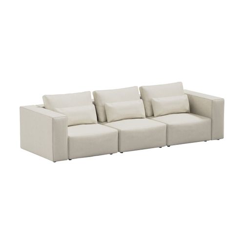 Canapé 3 Places En Polyester Beige 290x105cm Riposo Ottimo - Sitsit