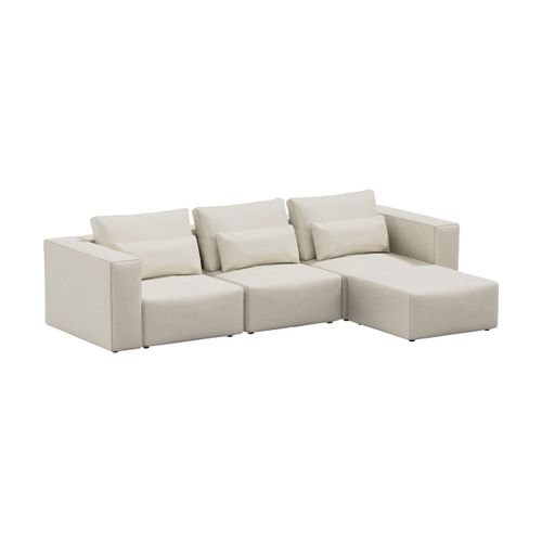 Canapé D'angle 3 Places En Polyester Beige 290x185cm Riposo Ottimo - Sitsit