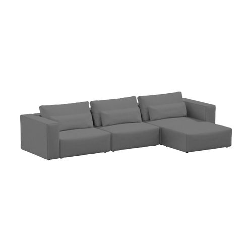 Canapé D'angle 3 Places En Polyester Gris 375x185cm Riposo Grande - Sitsit