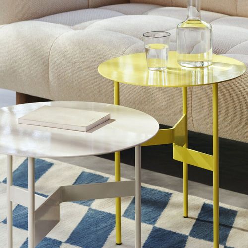 Table D'appoint Ronde En Acier Jaune 45x51cm Shim - Hay