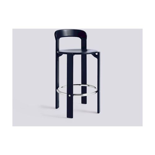 Chaise De Bar En Hêtre Laqué Bleu Foncé 65cm Rey - Hay