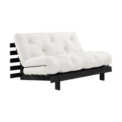Canapé Convertible En Bois De Pin Noir Laqué Et Matelas Naturel 140x200cm - Karup De