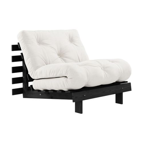 Canapé Convertible En Bois De Pin Noir Laqué Et Matelas Naturel 90x200cm Roots 90 -