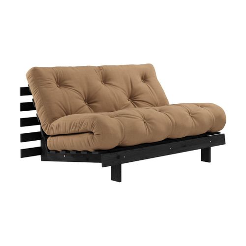 Canapé Convertible En Bois De Pin Noir Laqué Et Matelas Mocca 140x200cm Roots 140 - K