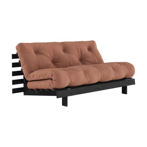 Canapé Convertible En Bois De Pin Noir Laqué Et Matelas Argile 160x200cm Roots 160 -
