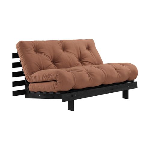 Canapé Convertible En Bois De Pin Noir Laqué Et Matelas Argile 140x200cm Roots 140 -