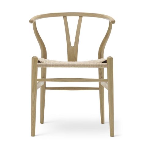 Chaise En Chêne Savonné Et Assise Tissée Naturelle 76cm Ch24 - Carl Hansen & Søn