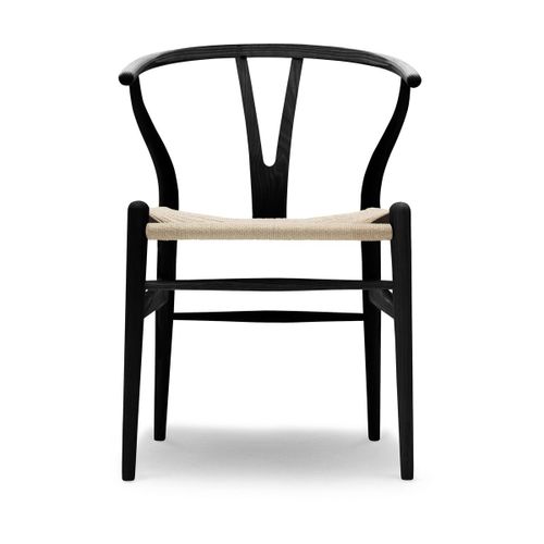 Chaise En Frêne Noir Et Assise Tissée Naturelle 76cm Ch24 - Carl Hansen & Søn