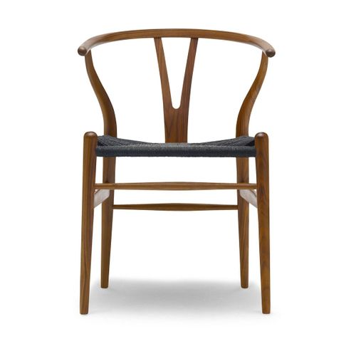 Chaise En Noyer Laqué Et Assise Tissée Noire 76cm Ch24 - Carl Hansen & Søn