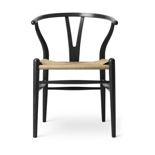 Chaise En Chêne Noir Et Assise Tissée Naturelle 76cm Ch24 - Carl Hansen & Søn