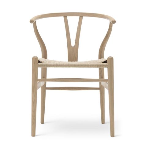 Chaise En Chêne Blanc Huilé Et Assise Tissée Naturelle 76cm Ch24 - Carl Hansen & Søn