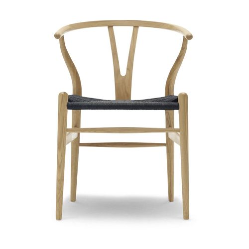Chaise En Chêne Laqué Et Assise Tissée Noire 76cm Ch24 - Carl Hansen & Søn