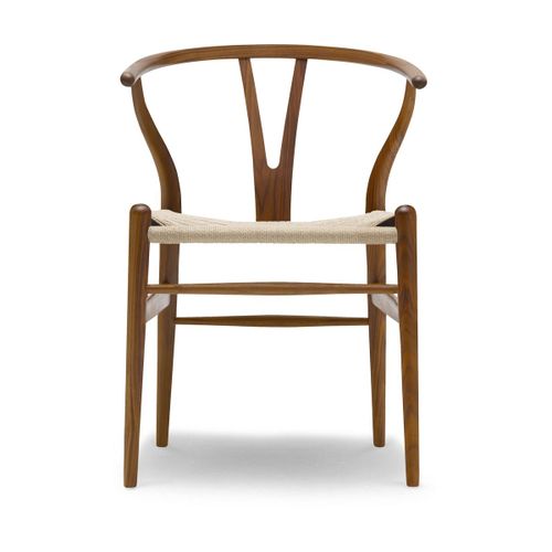 Chaise En Noyer Laqué Et Assise Tissée Naturelle 76cm Ch24 - Carl Hansen & Søn
